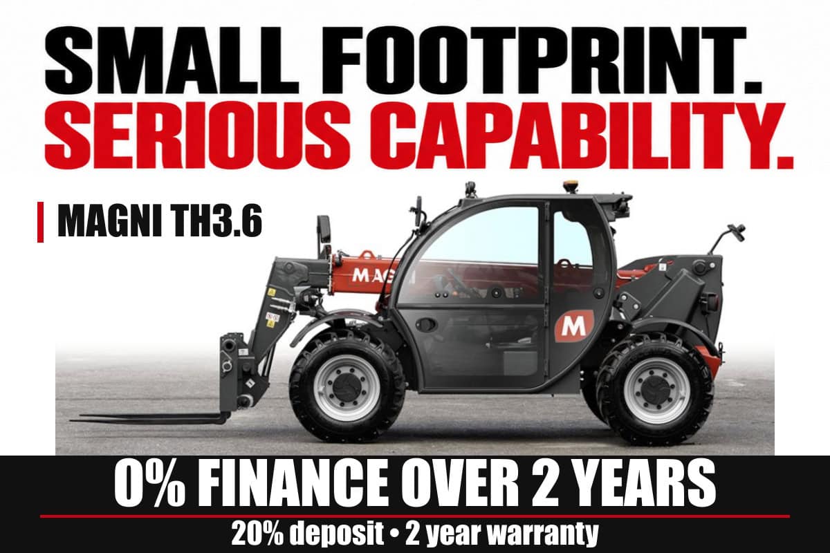 Magni TH3.6 telehandler offer: zero percent finance over two years, twenty percent deposit and two-year warranty