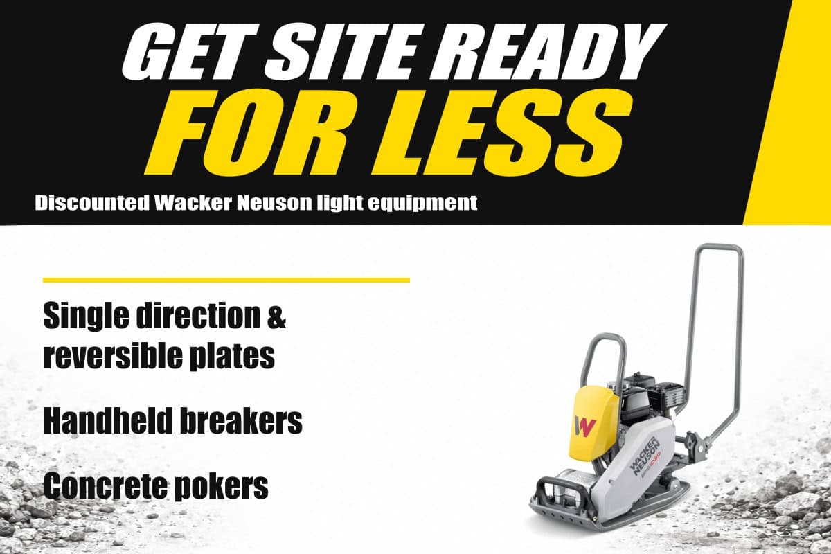 Get site ready for less: discounted Wacker Neuson vibrating plates, handheld breakers and concrete pokers